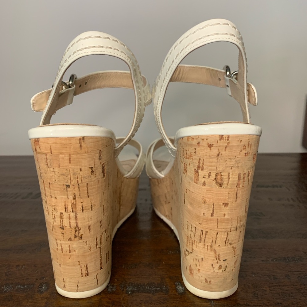 Prada White Wedge Sandals with Crisscross Straps Size 8.5 - Picture 7 of 10